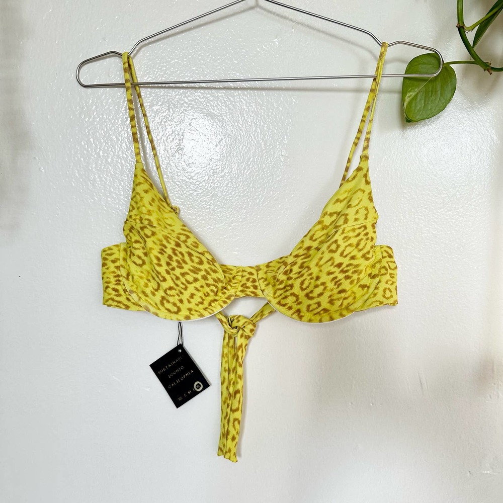 SKATIE Kate Bikini Top in Tulum Neon Yellow Cheetah Leopard Print XL - Picture 5 of 9